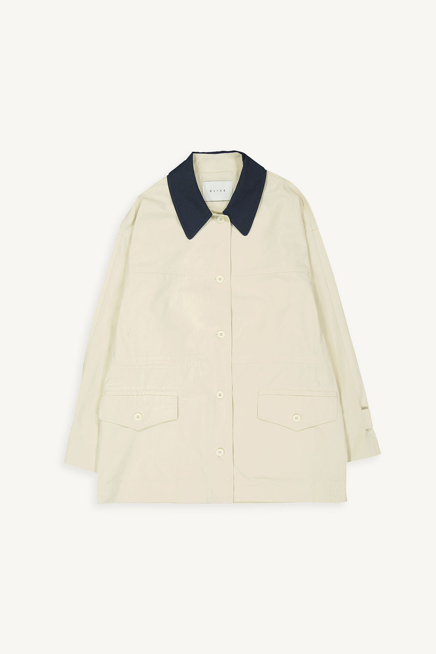 Hoya Colour Contrast Field Jacket, Cream