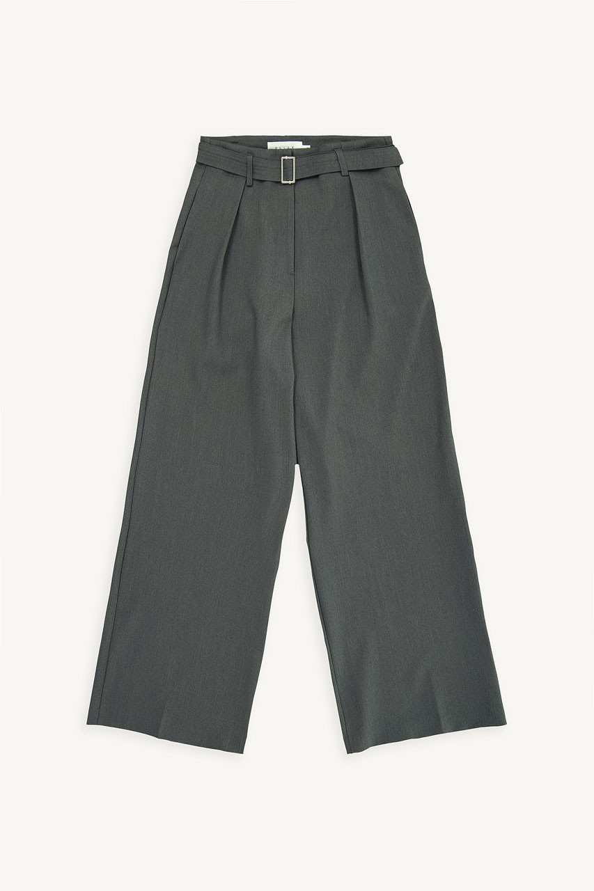 Piku Belted Slacks, Charcoal