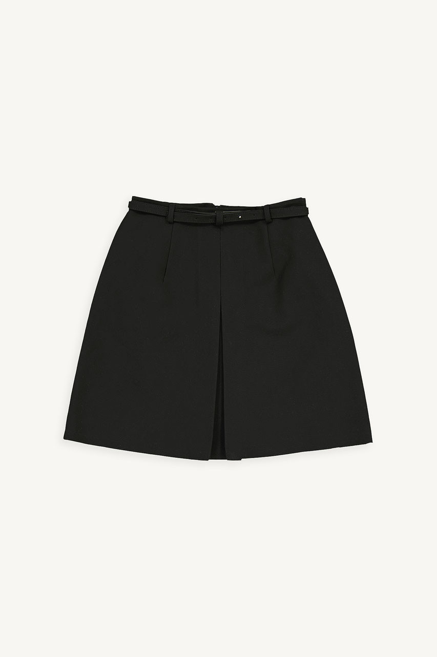 Hana Belted Mini Skirt, Black