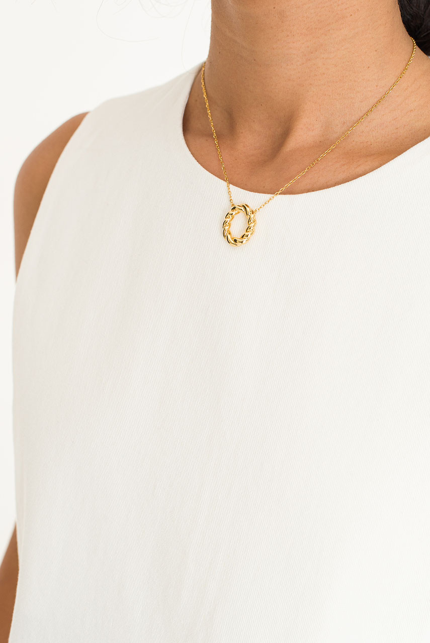 Olivia Twine Loop Necklace, 14K Gold Plated