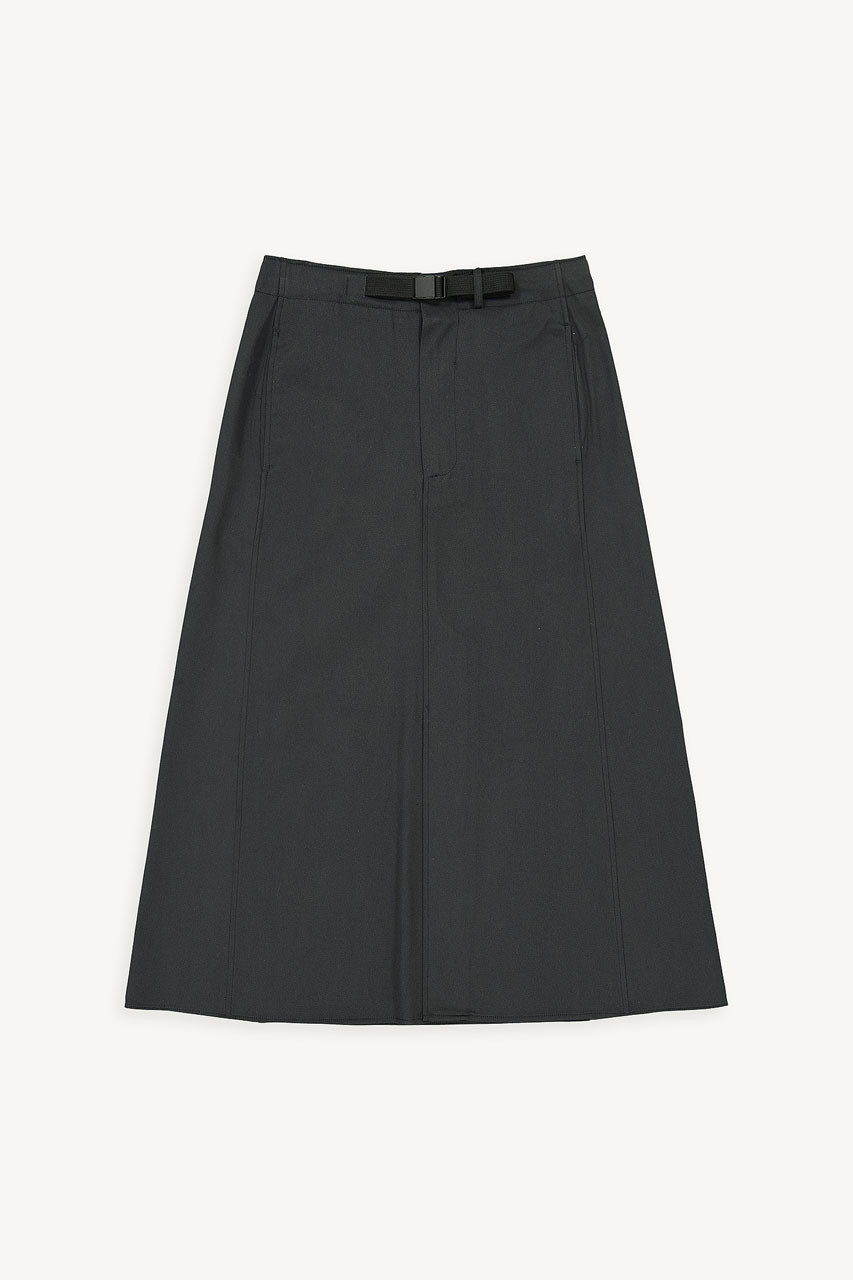 Buckle Belt Workwear Skirt, Charcoal