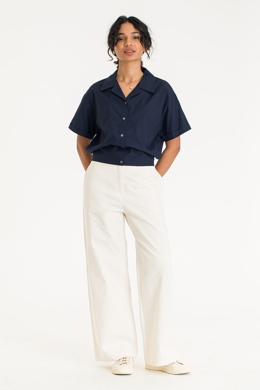 【oan】Button Pintuck Cotton Pants Aurea Pintuck Cotton Pants, Cream