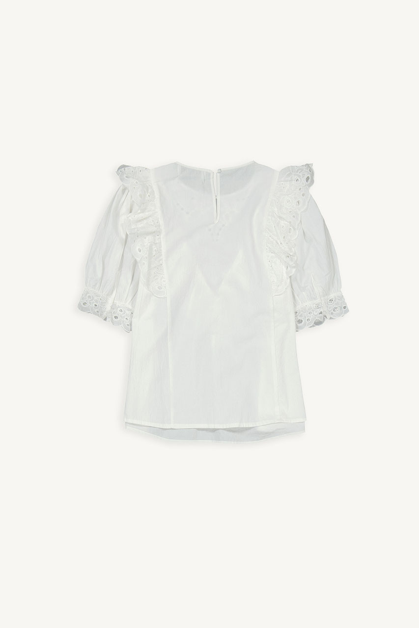 Flower Embroidery Blouse, Ivory