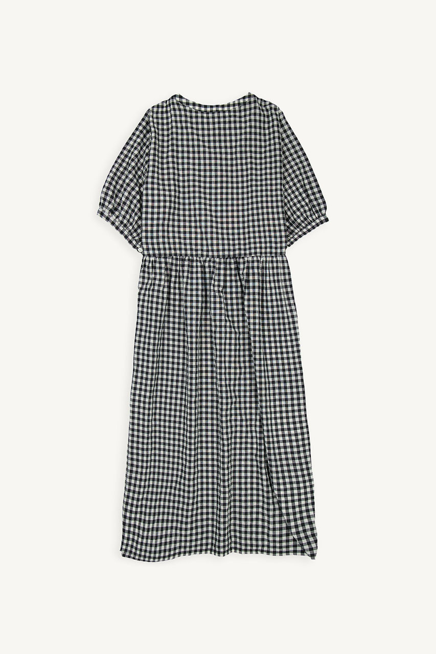 Gingham Babydoll Dress, Black