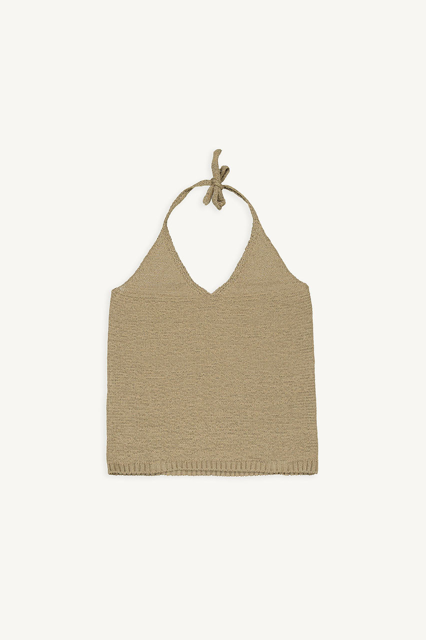 Lana Two Way Knit Top, Khaki beige