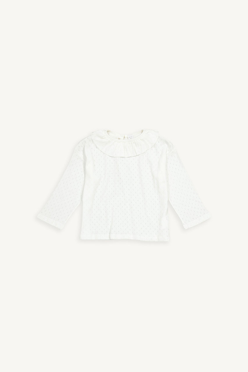 Mini Olive | Frill Detail Tee, Ivory