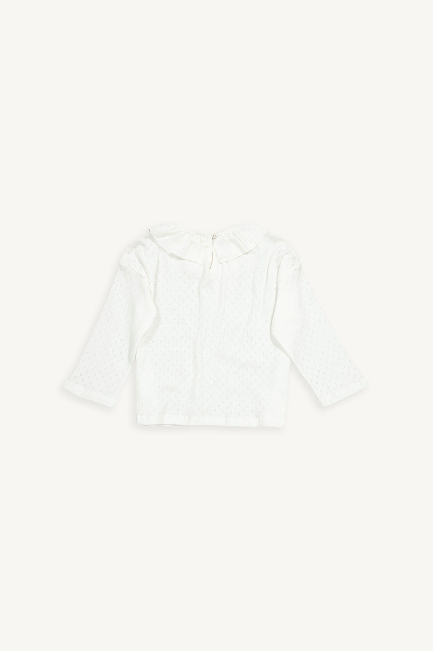 Mini Olive | Frill Detail Tee, Ivory