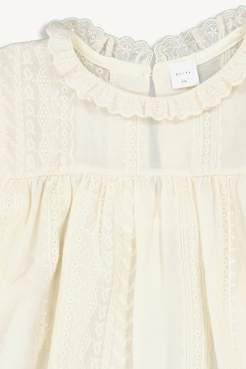 Mini Olive | Cotton Lace Dress, Ivory
