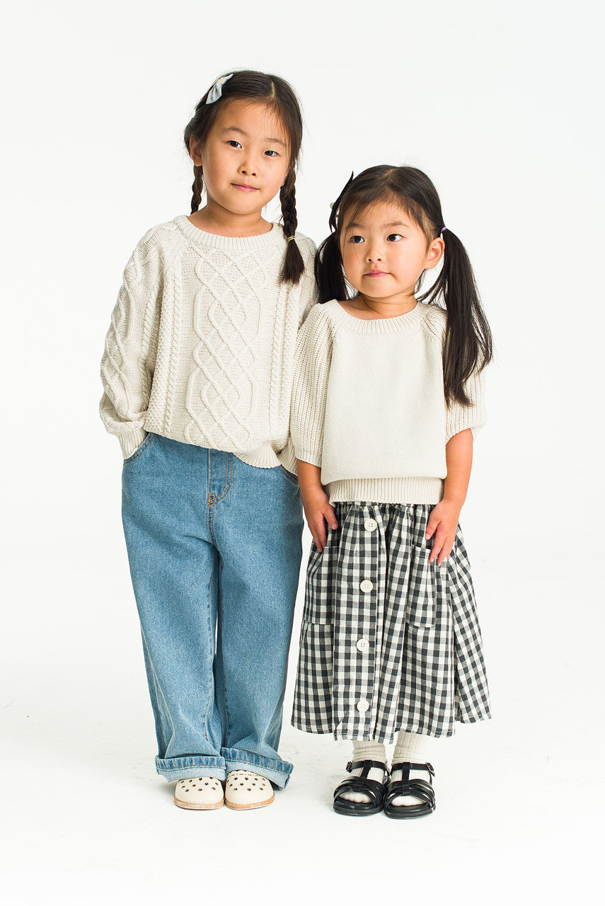 Mini Olive | Cotton Cable Jumper, Ivory