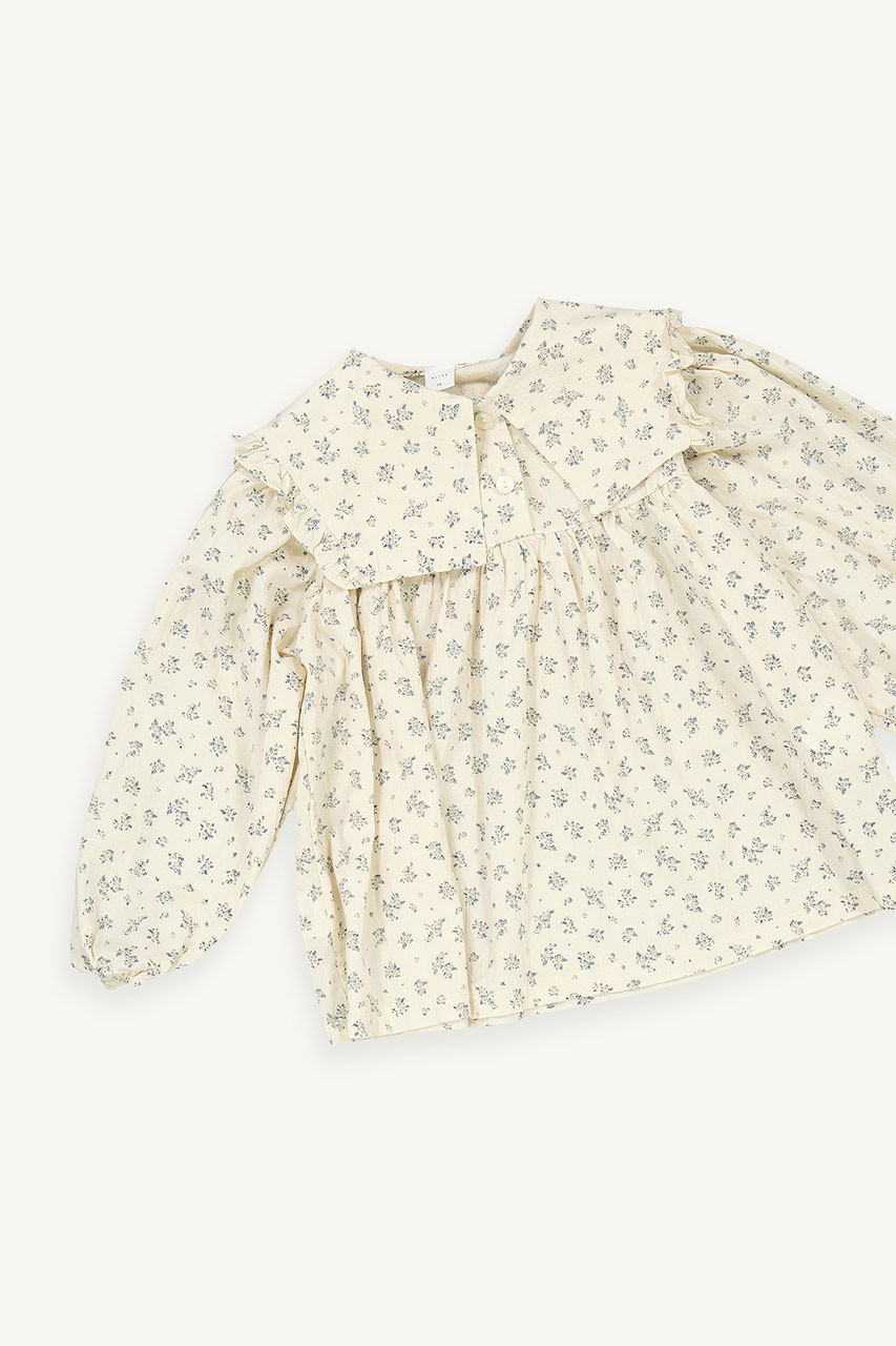 Mini Olive | Square Collar Floral Blouse, Blue