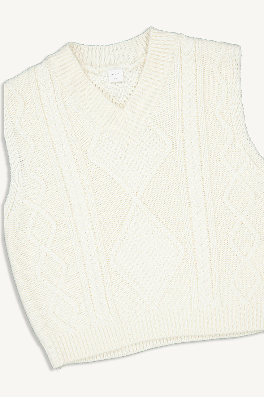 NKNIT mini v-neck knit best ホワイト NKNIT mini v-neck knit best ホワイト