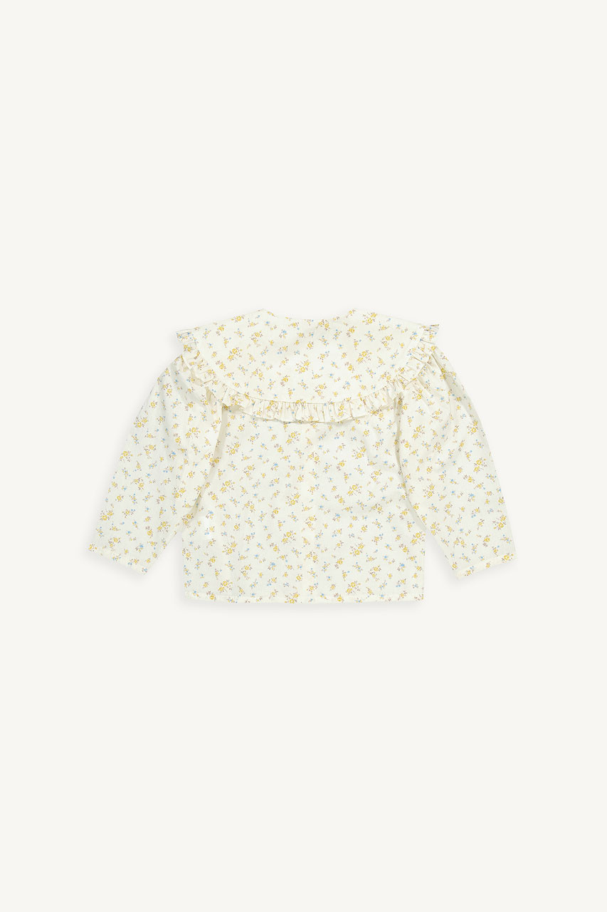 Mini Olive | Floral Frill Collar Blouse, Yellow Flower