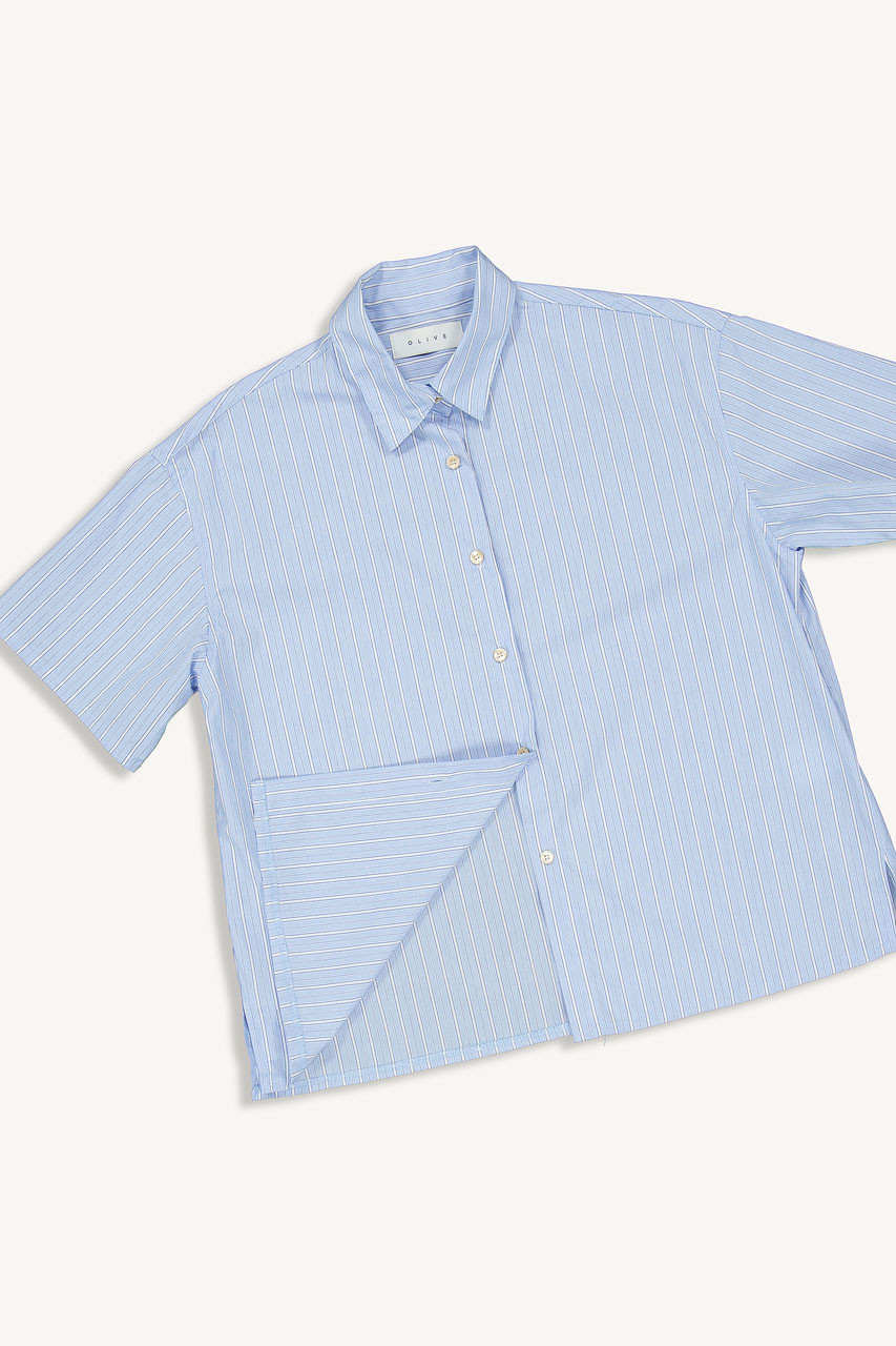 Hana Short Sleeve Stripe Shirt, Light Blue