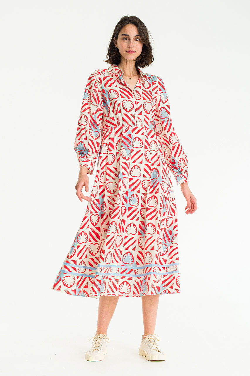 Monstera print dress, Rose