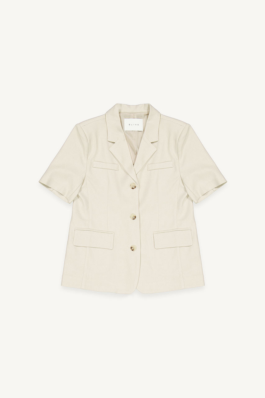 Miko Linen Short Sleeve Jacket, Khaki