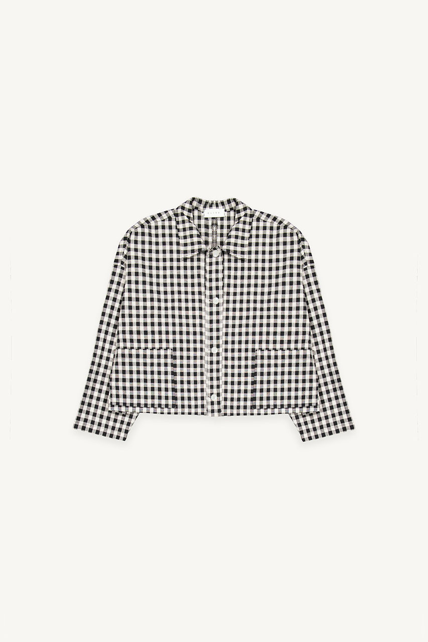 Momo Gingham Jacket, Black