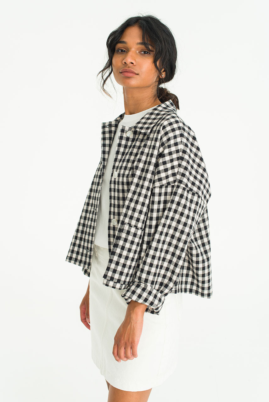 Momo Gingham Jacket, Black