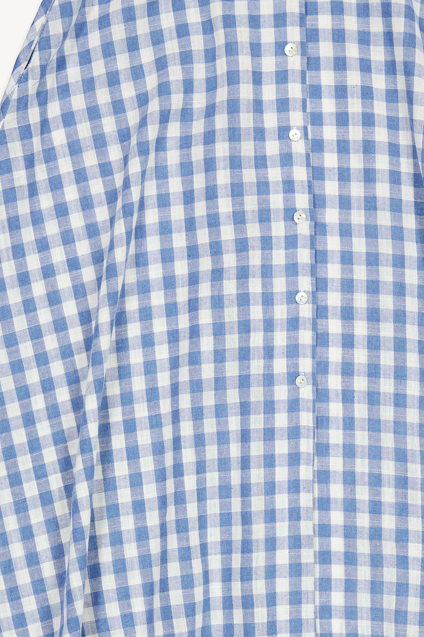 Linen Blend Gingham Dress, Blue