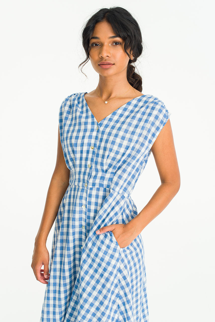 Blue gingham hot sale wrap dress