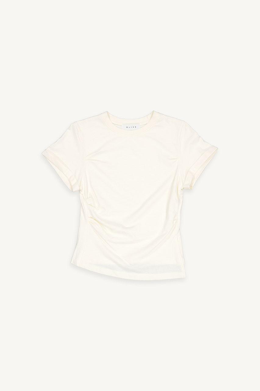 Roll Up Crop Tee, Beige