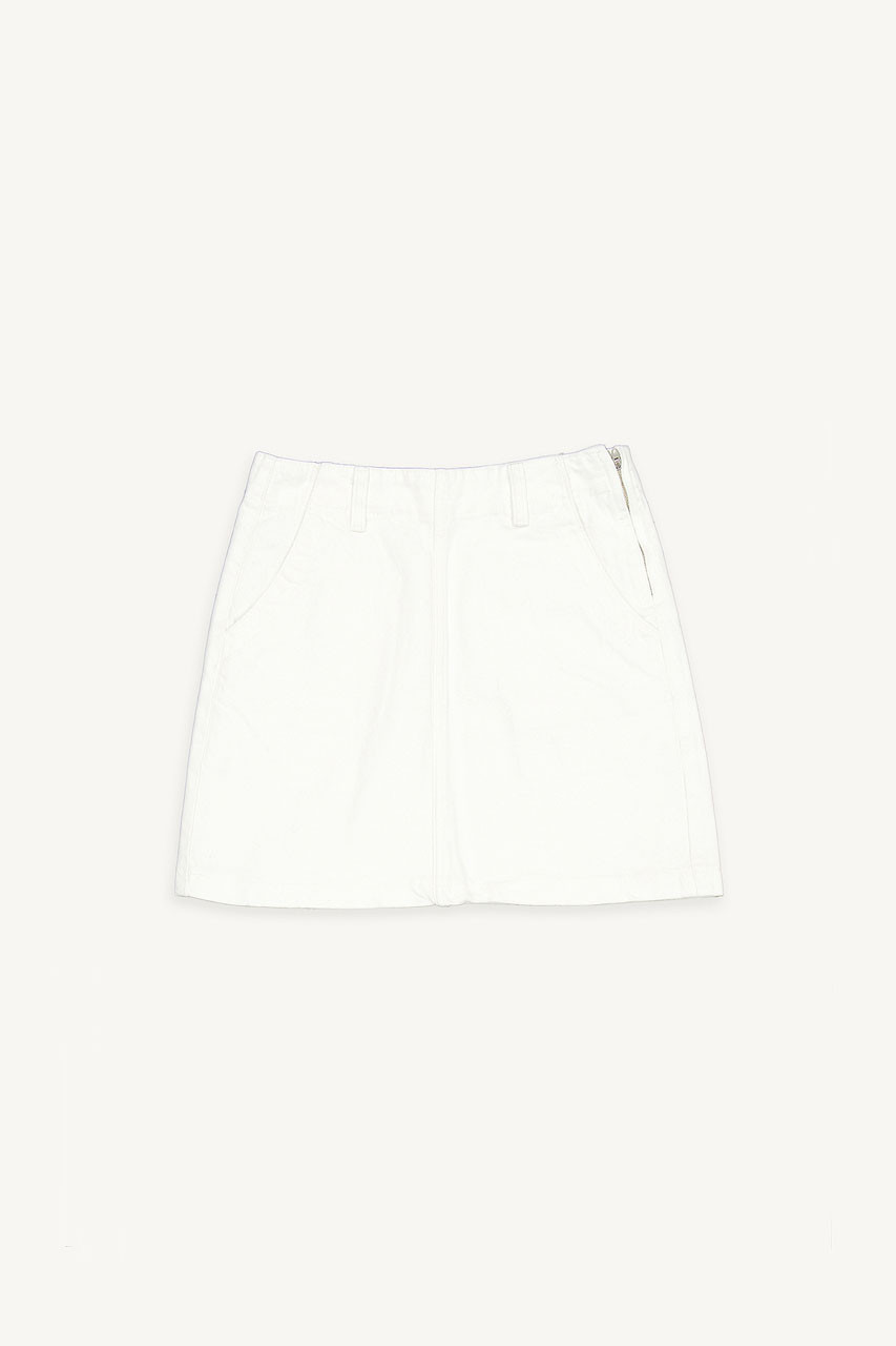 Mimo White Denim Skirt, White