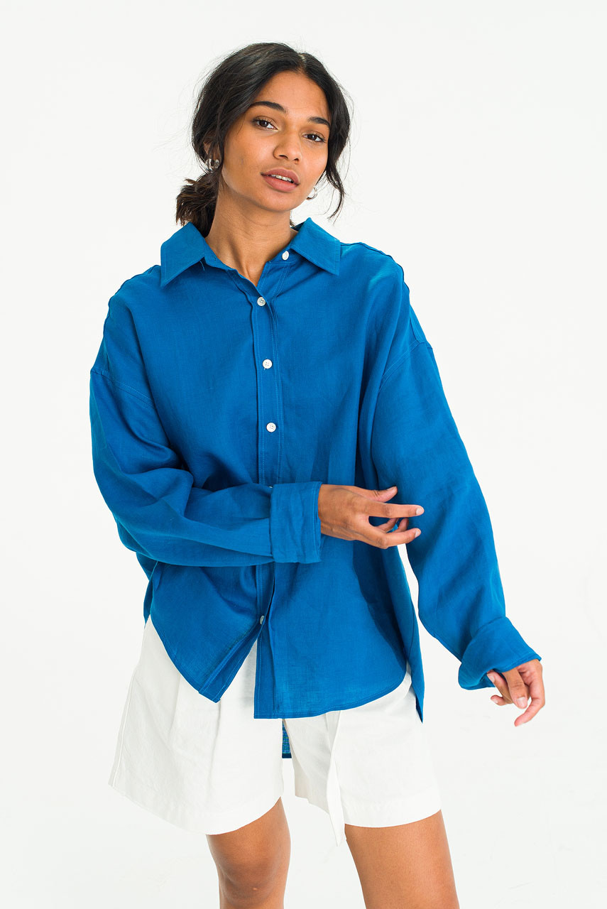 Colour Linen Shirt, Cobalt Blue