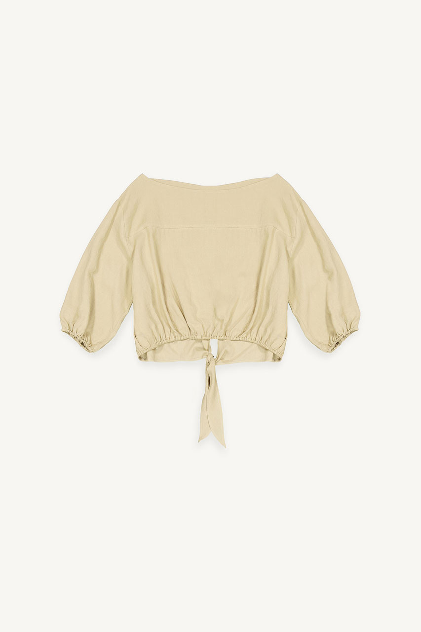 Back Ribbon Blouse, Sand Beige