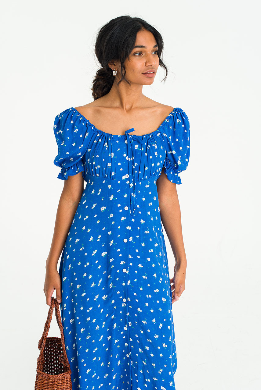 Yuna Flower Dress, Blue