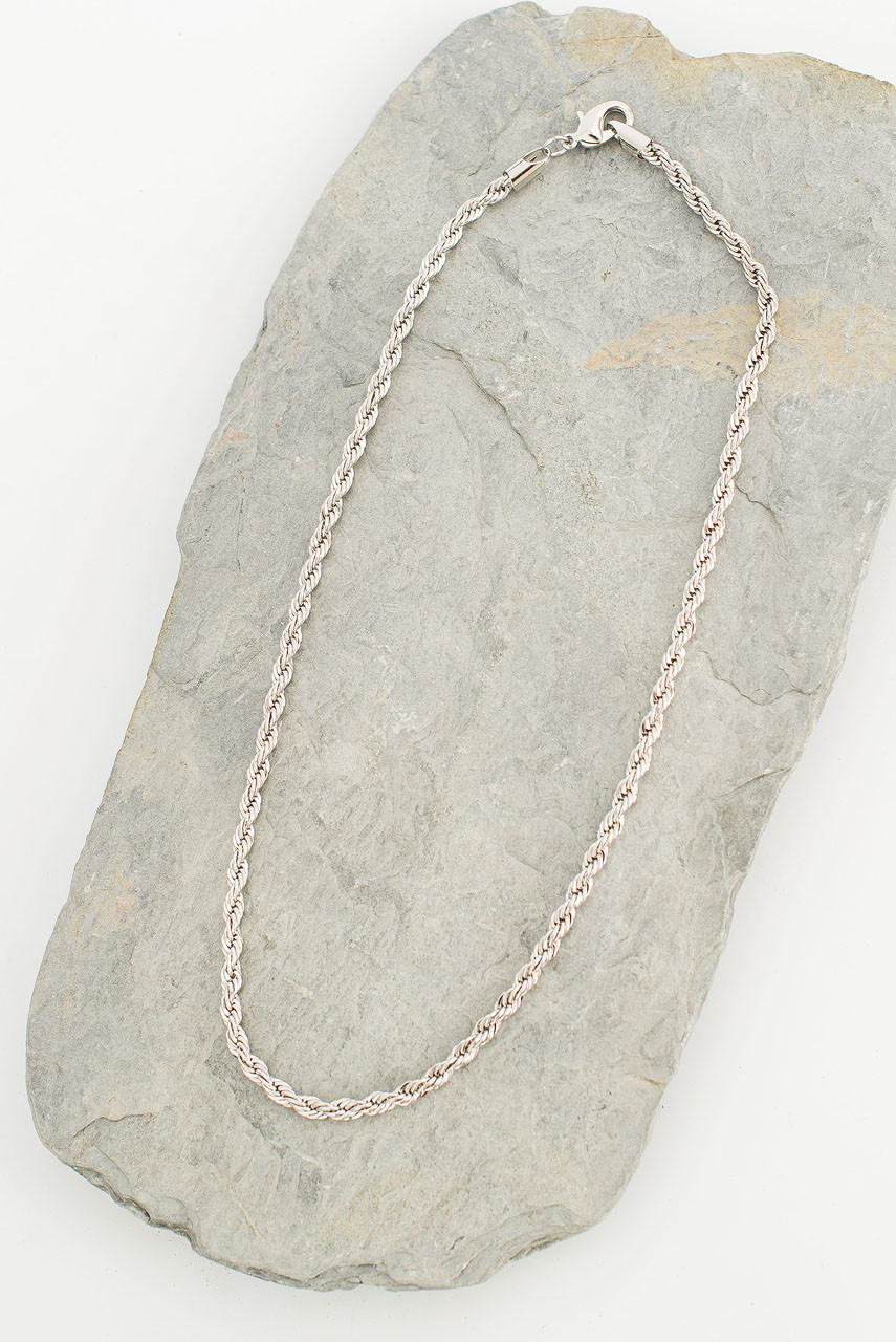 Rope Chain Necklace, Silver Plated