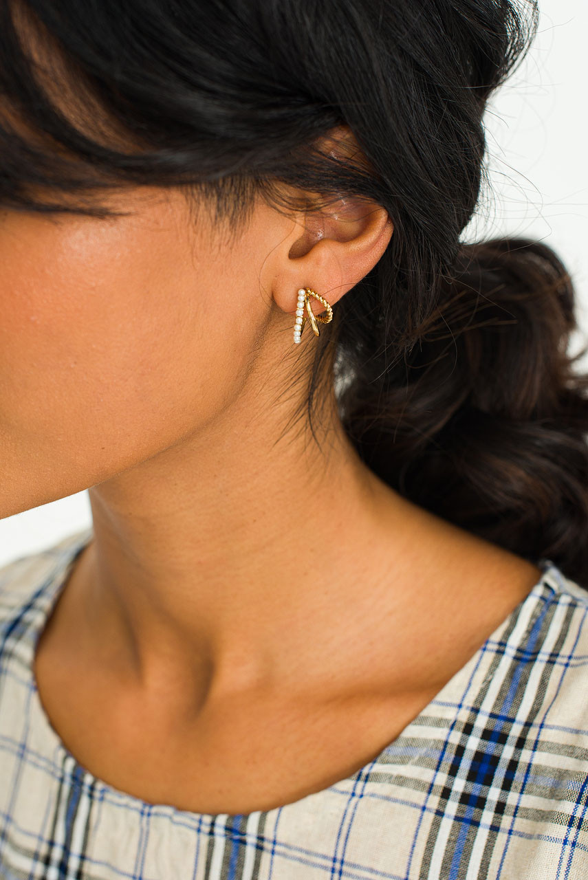 Triple Line Earrings, Gold Plated