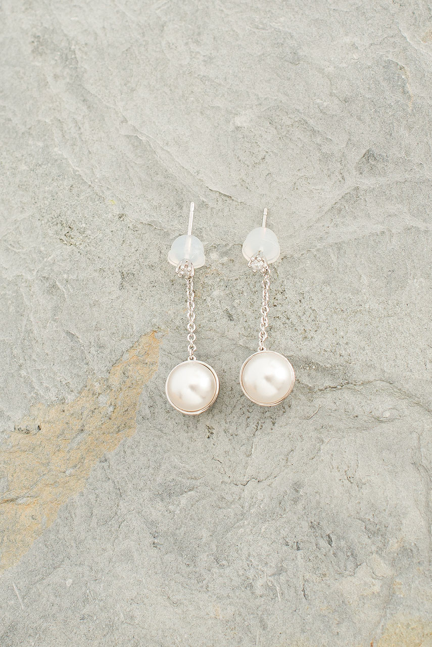 Dahlia Pearl Drop Earrings, Sterling Silver