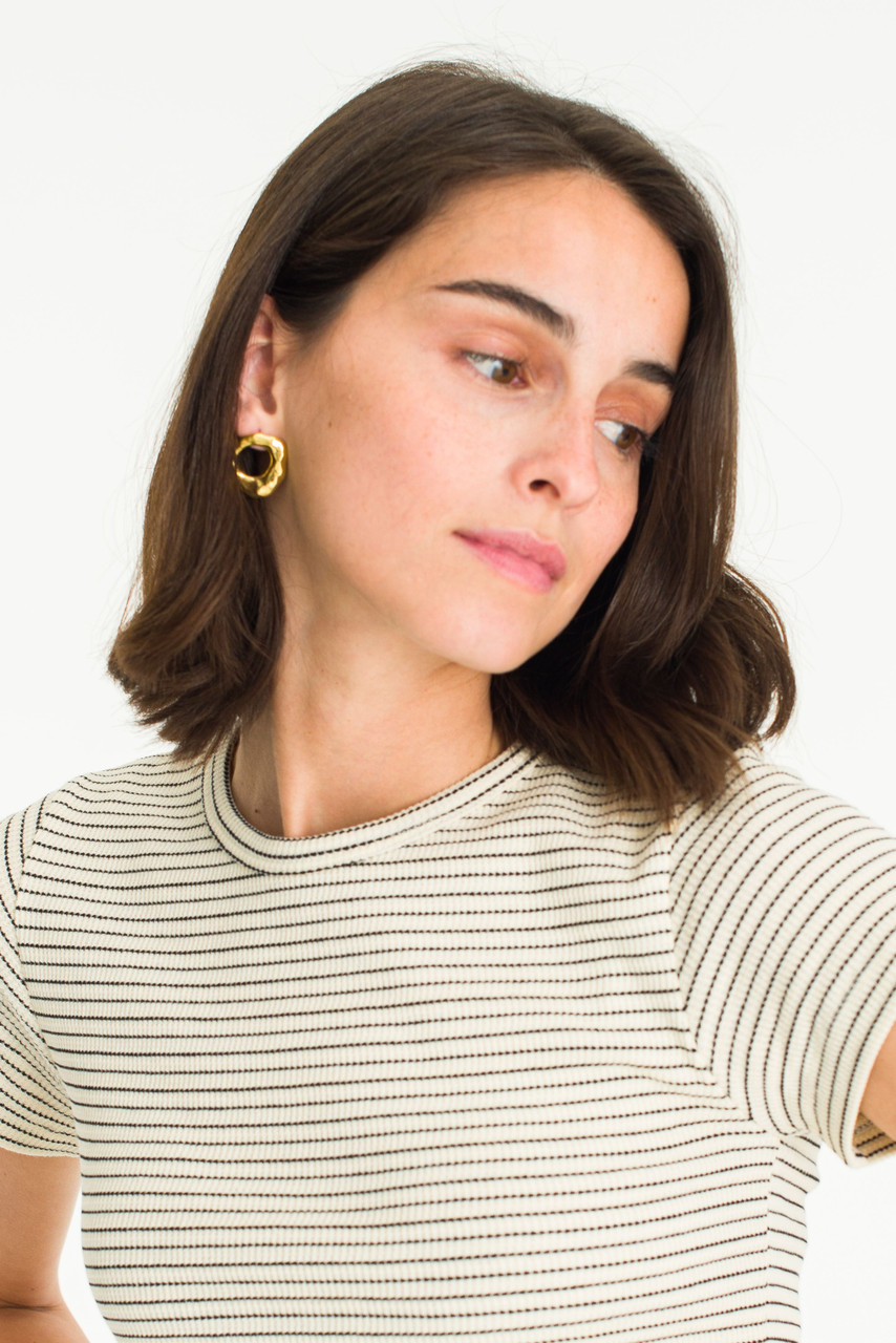 Twist Circle Earrings, 14K Gold Plated