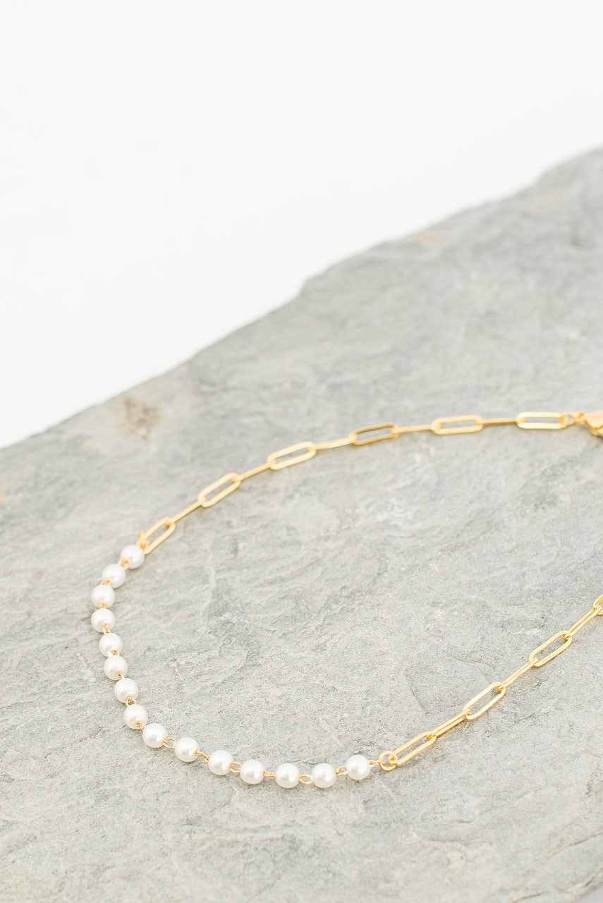 Alice Pearl Anklet, Gold Plated