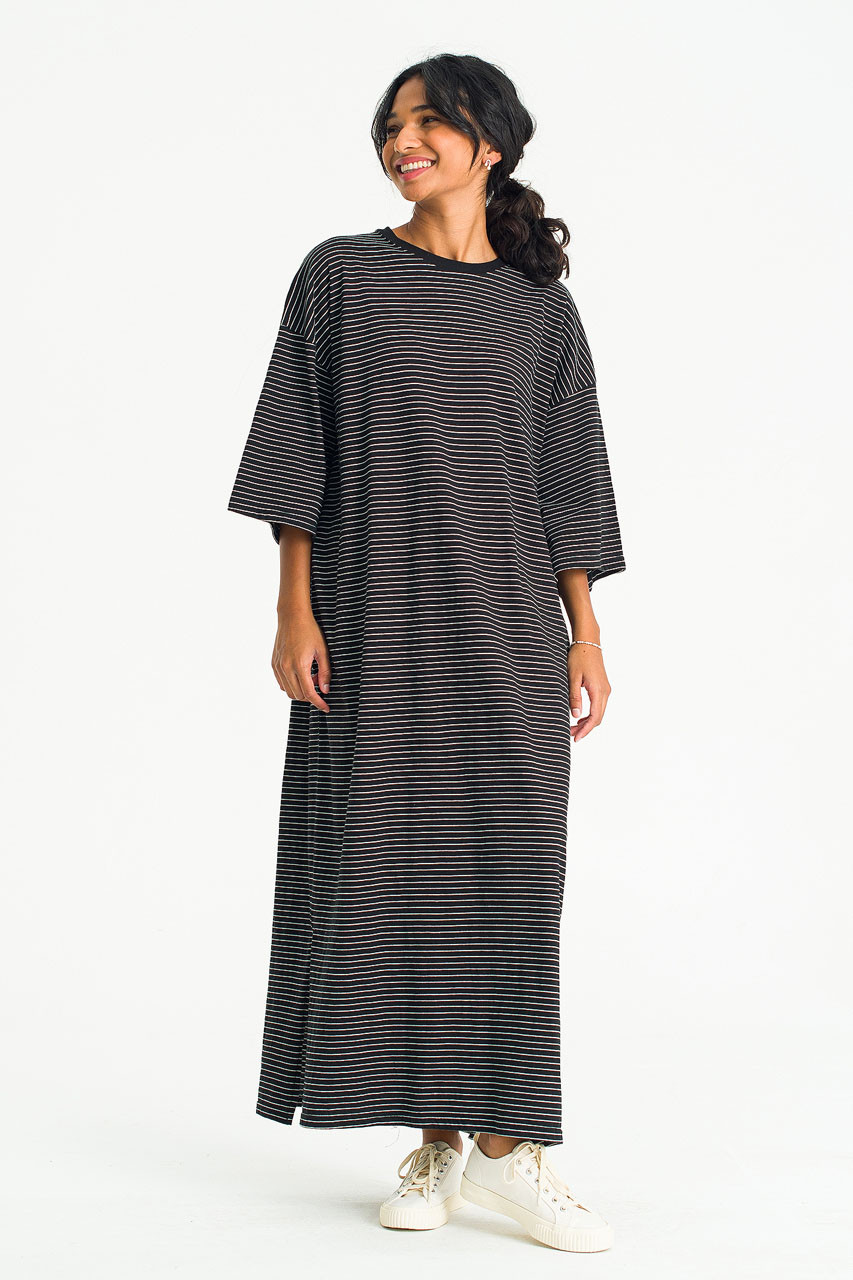 Momo Stripe Dress, Black