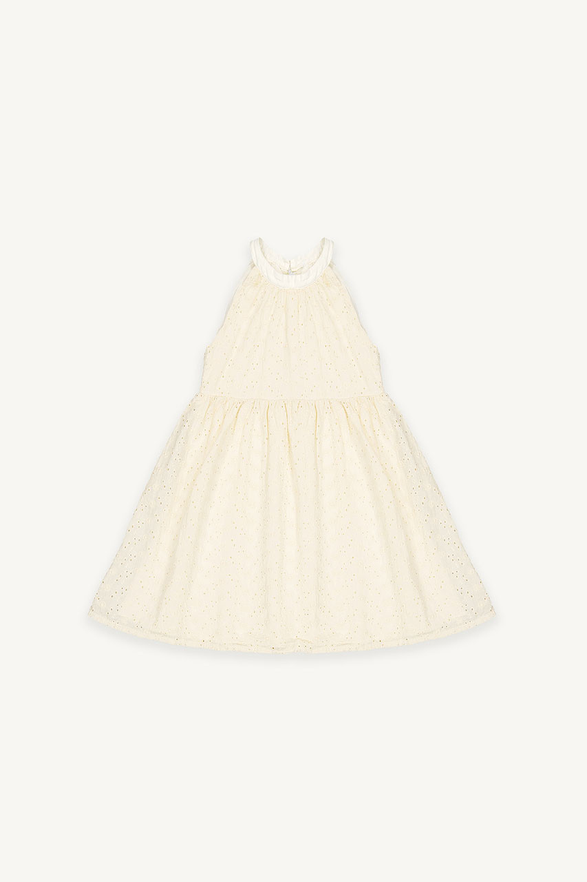 Mini Olive | Halter Neck Lace Dress, Cream