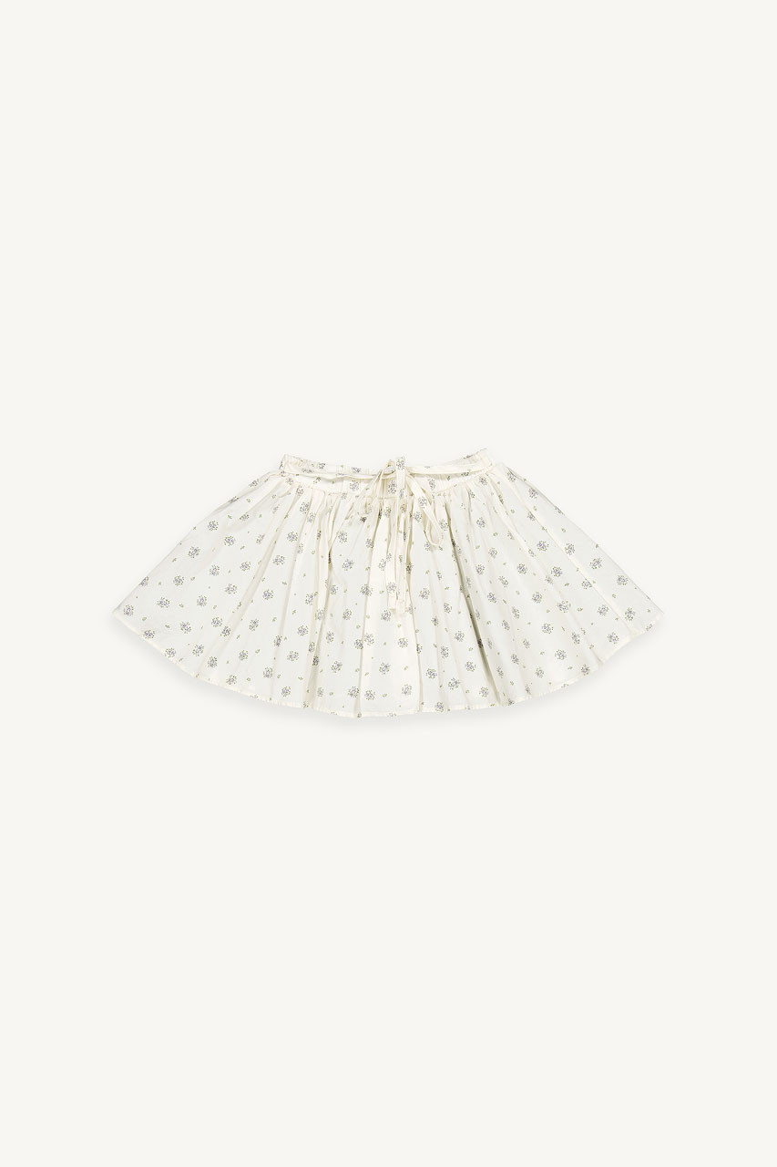 Mini Olive | Floral Pleated Skirt, Ivory