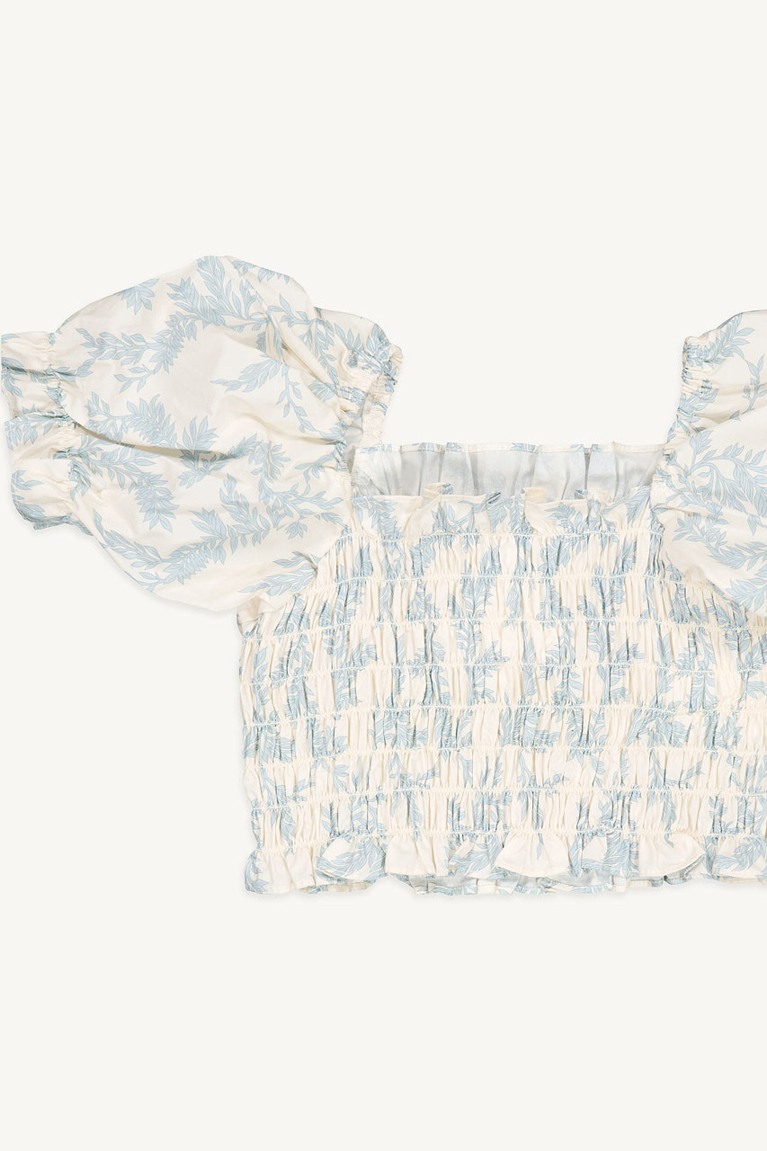 Mini Olive | Jane Flower Smoke Top, Light Blue