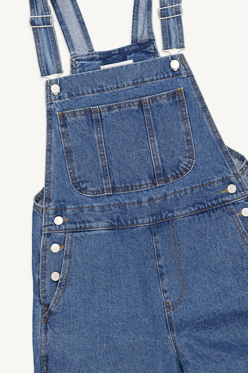 Tomo Denim Dungarees, Mid Blue