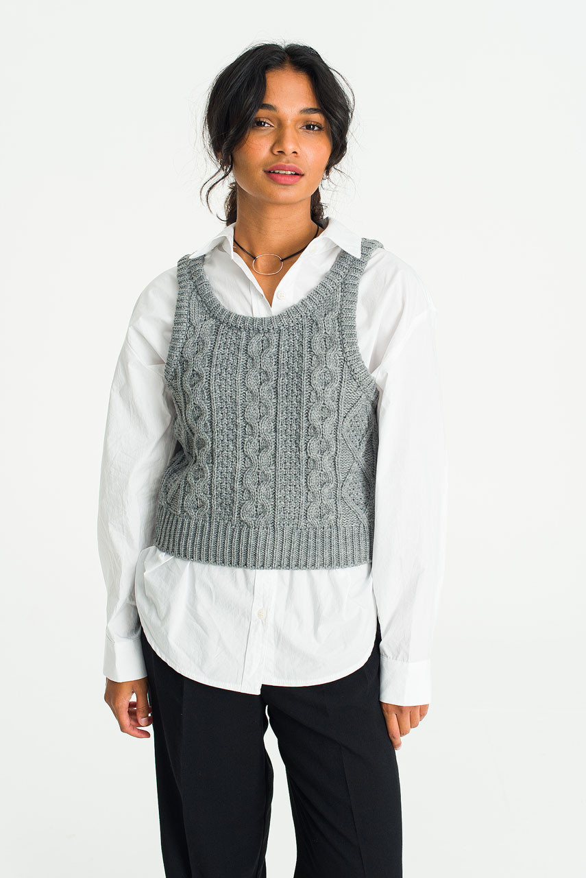 Back Ribbon Vest, Grey