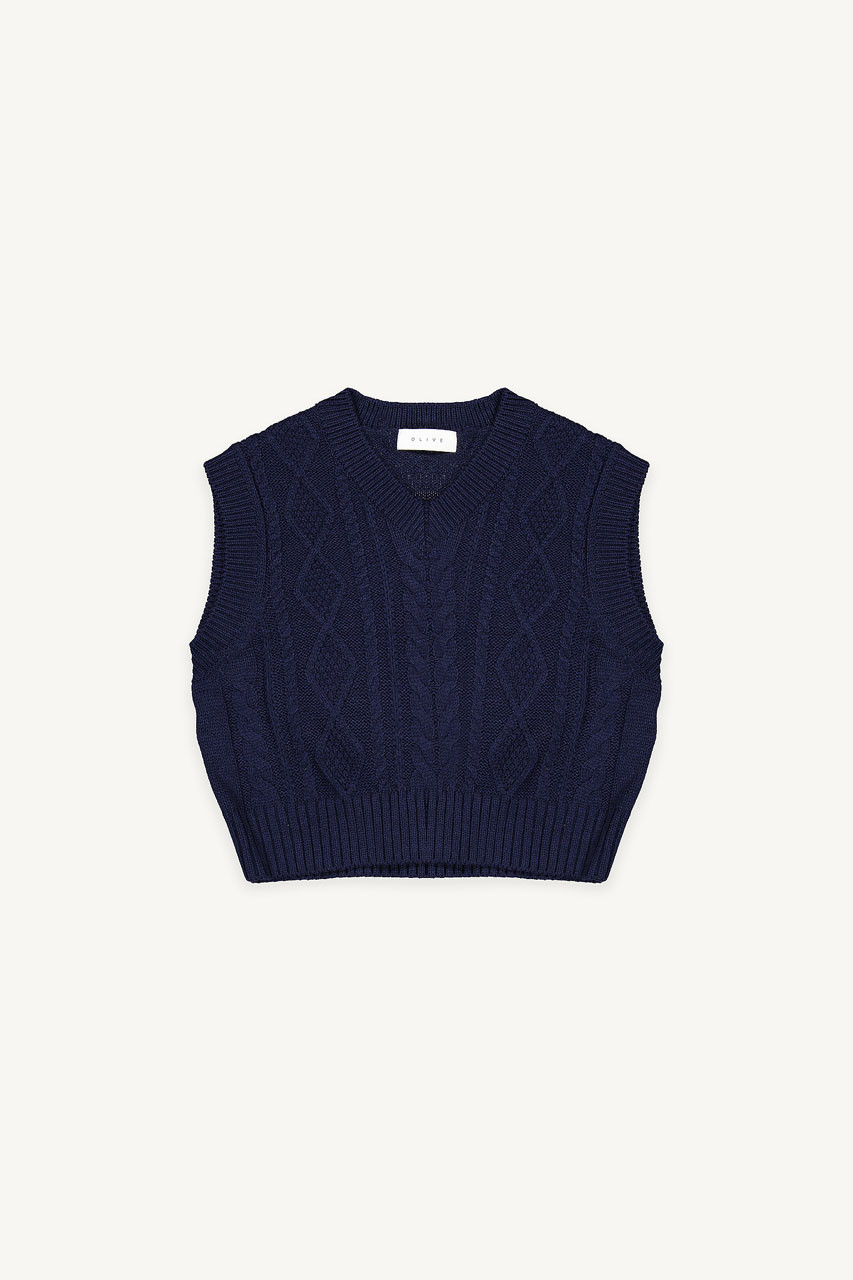 Lina Cable Vest, Navy