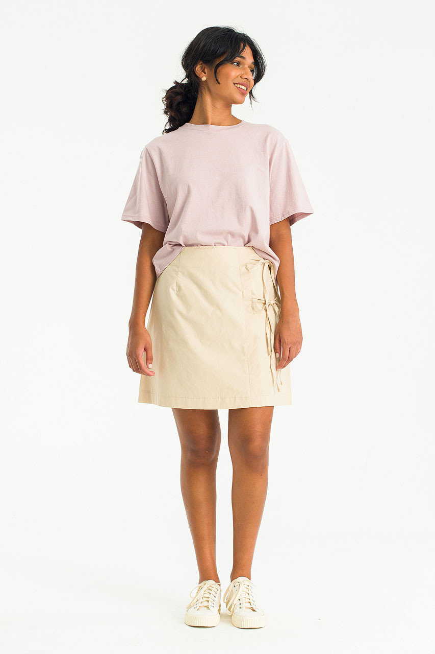 Frill Cotton Mini Skirt, Beige