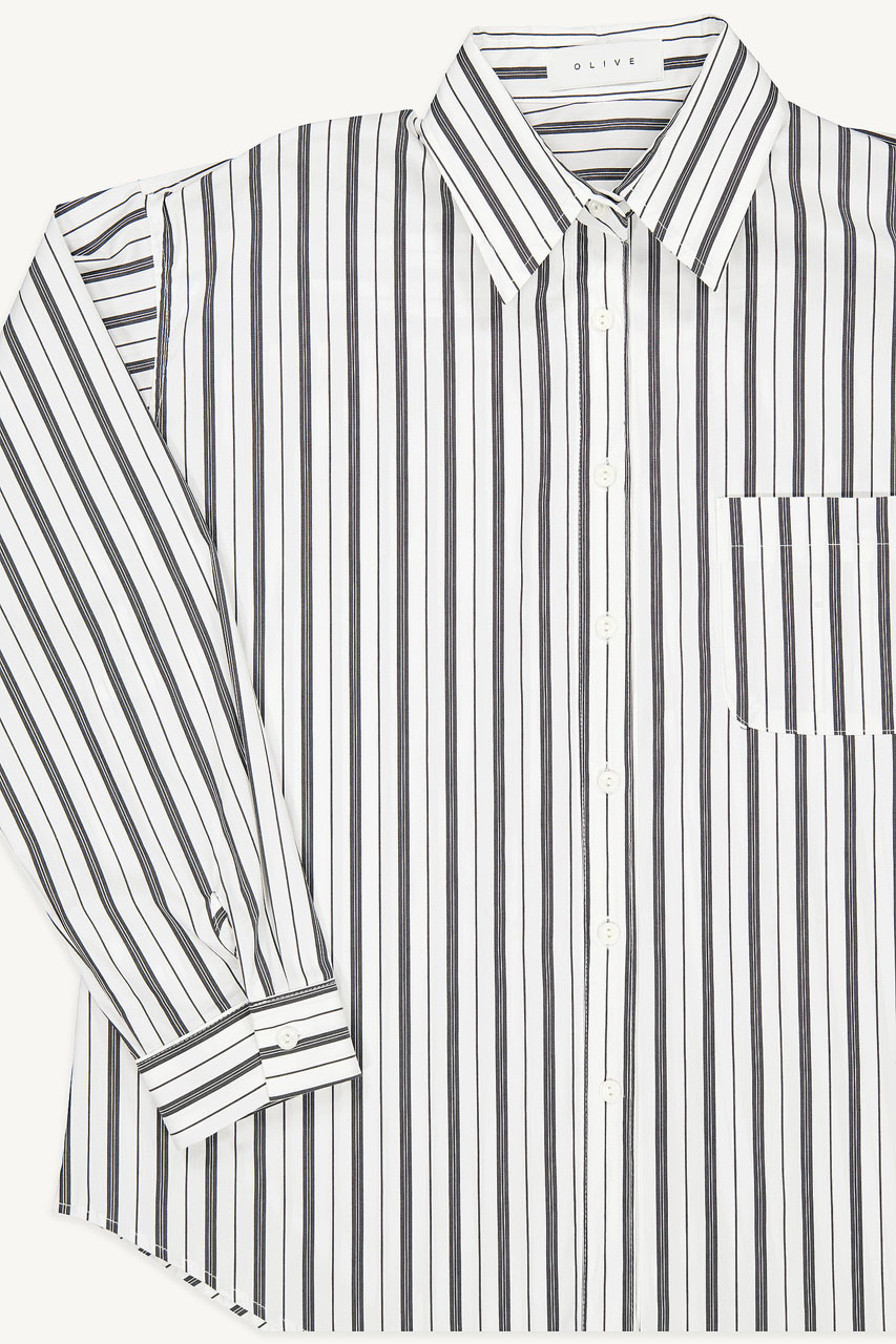 Rosa Pin Stripe Shirt, Black