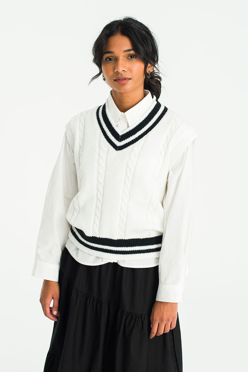 Kasa Contrast Vest, Ivory