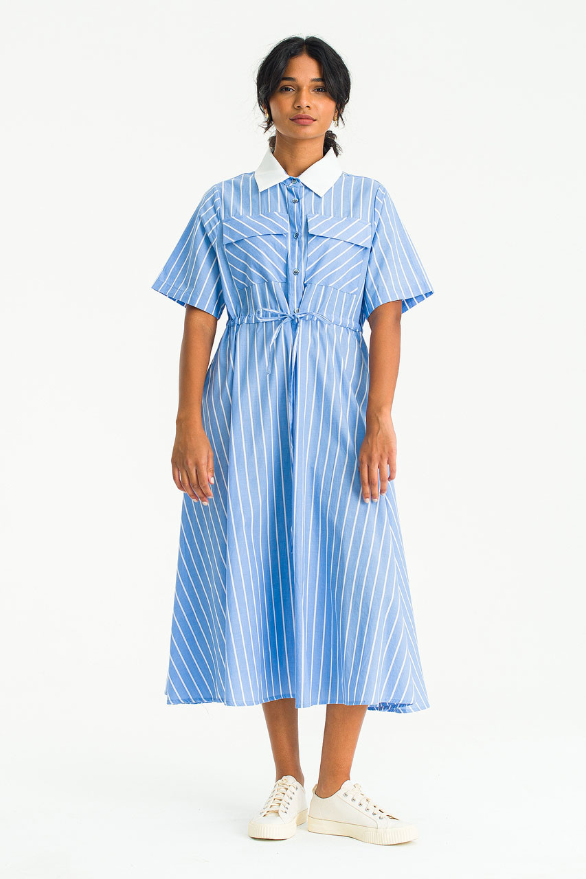 Combi Colour Stripe Shirt Dress, Light Blue