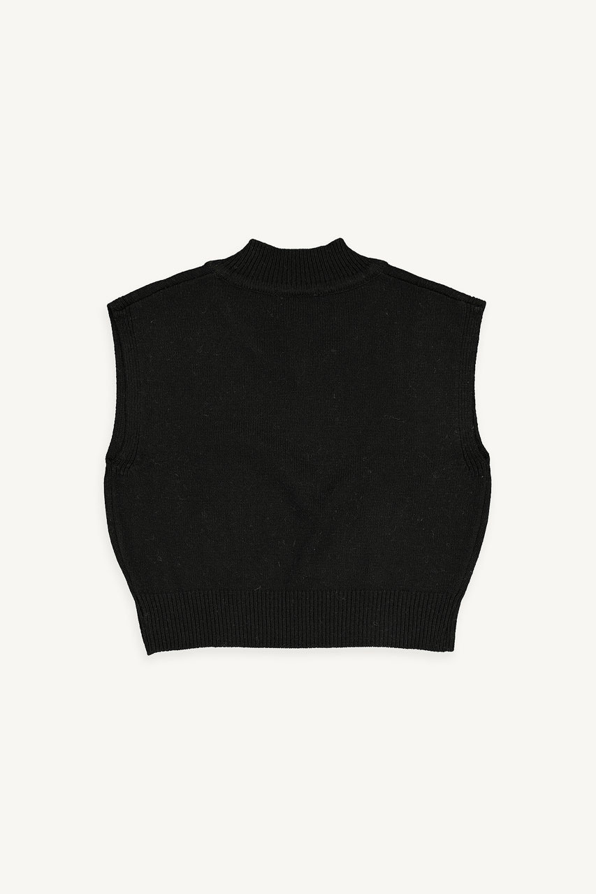 Boxy V Neck Vest, Black