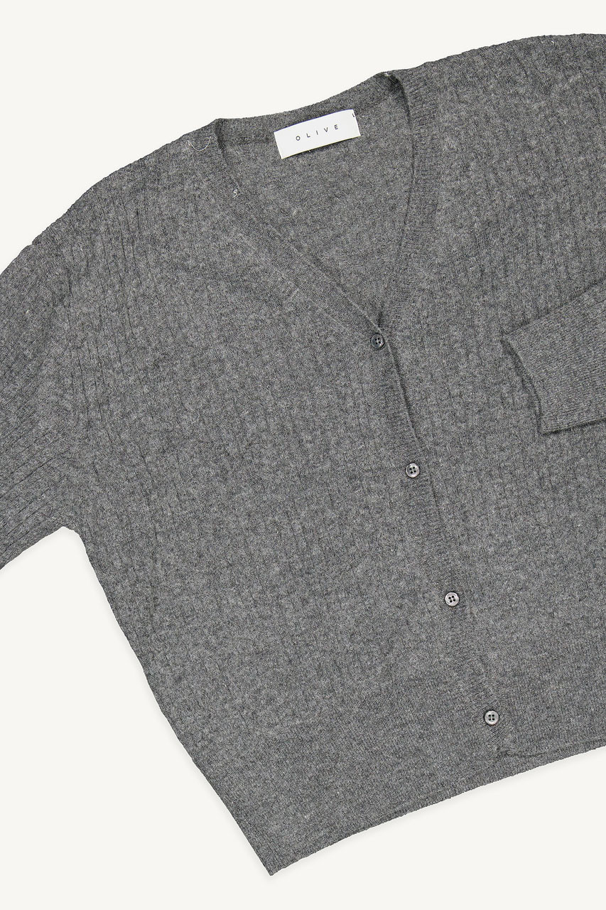 Ann Crew Neck Cardigan, Charcoal