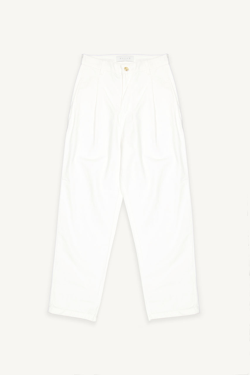 Momo Cotton Pintuck Pants, White