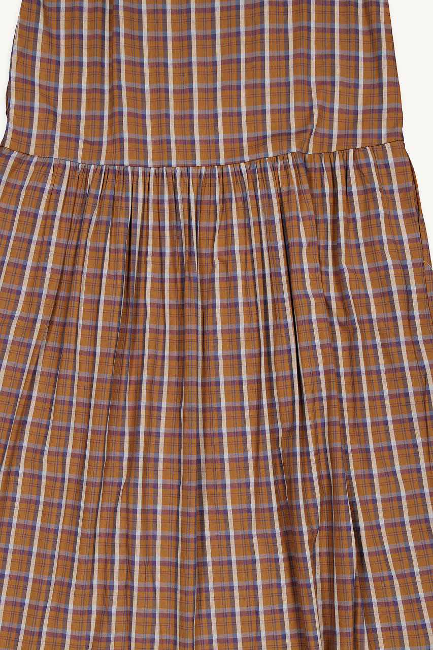 Mom Check Pinafore Dress, Brown