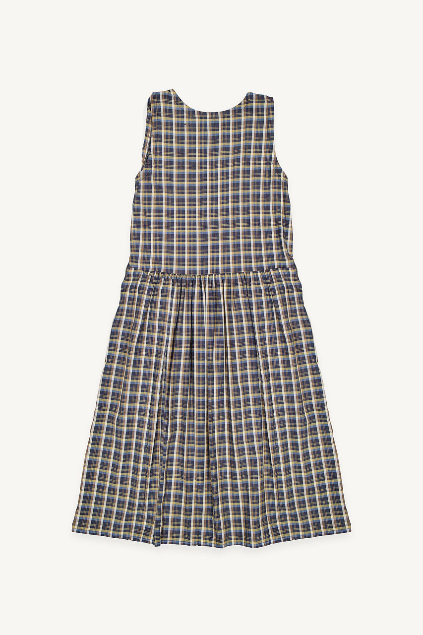 Mom Check Pinafore Dress, Navy