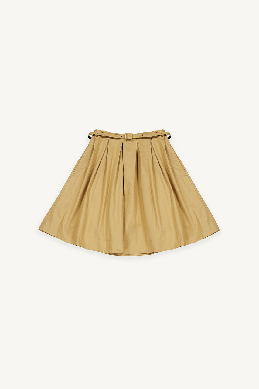 Balloon Belted Mini Skirt, Beige